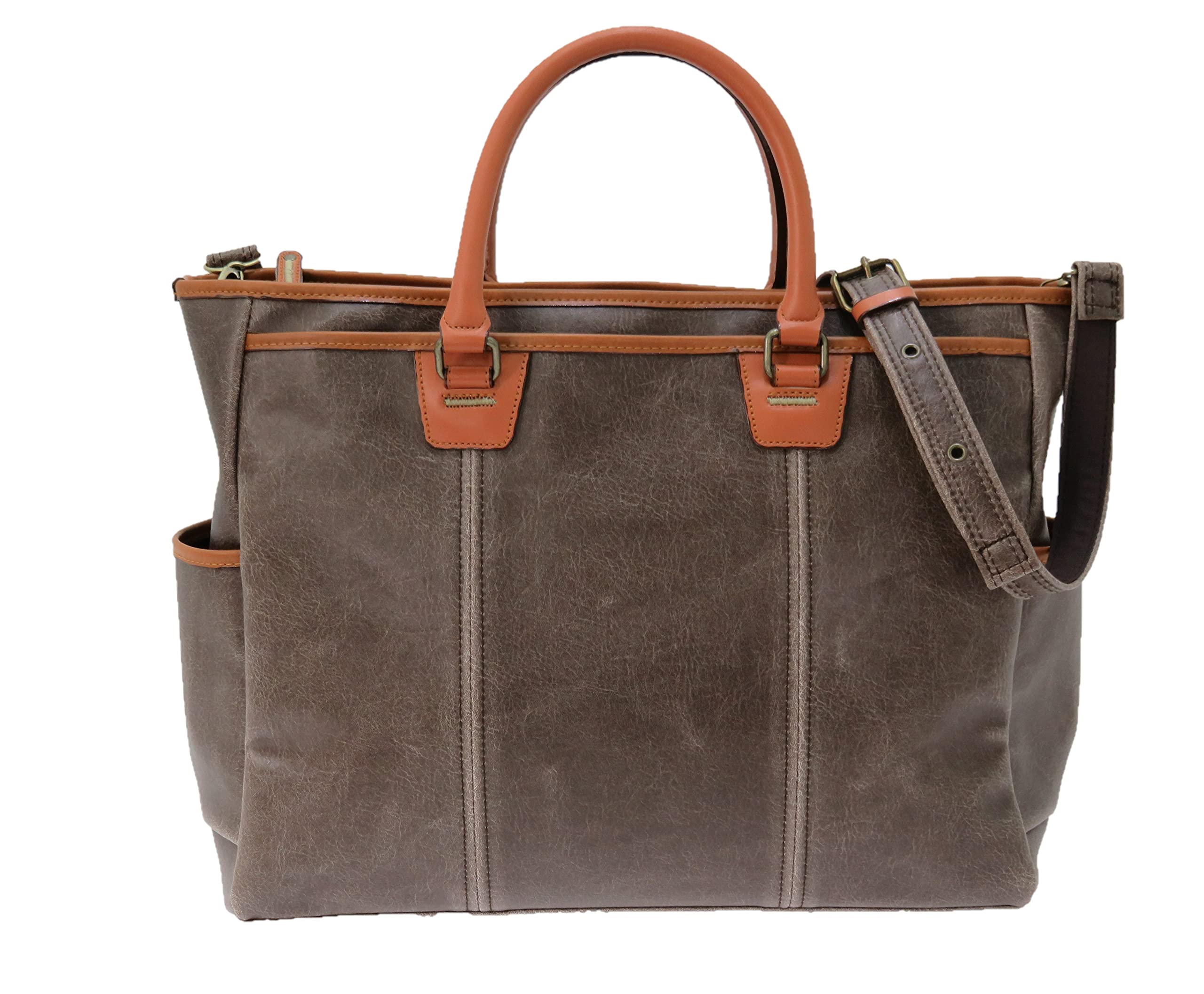 

[Ретро] [Kiwada] Горизонтальная сумка-тоут 4989-20 Коричневая, Сделано в Тоёока, Префектура Хиого, № Японии. 1 Город по изготовлению мешков