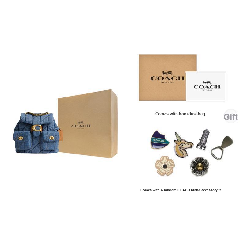 Coach Tabby 22 Drawstring Closure Fabric Backpack Small Women backpack Indigo CZ747-B4IN