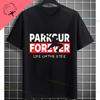 Unisexs Parkour Runner Tshirt With Bold Parkour Print Casual Round Neck 100cotton Allseason Comfort Tshirt Dynamic Tee