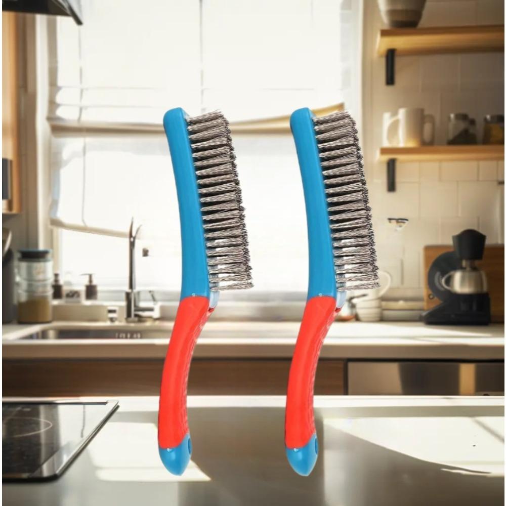Stainless Steel Wire Brush for Removing Rust Welding Slag Dirt Paint Comfortable Plastic Handle Cleaning Tool
