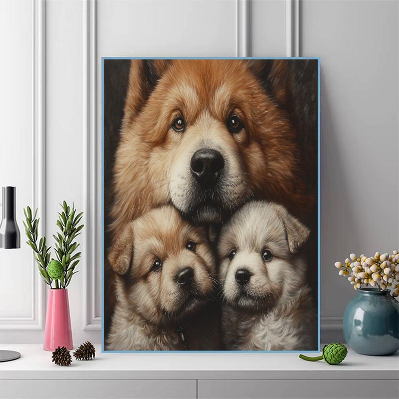 Chow Chow Pattern 3pcs 100% Round Full Drill 5D DIY Diamond Painting Embroidery Cross Stitch Rhinestone Décor