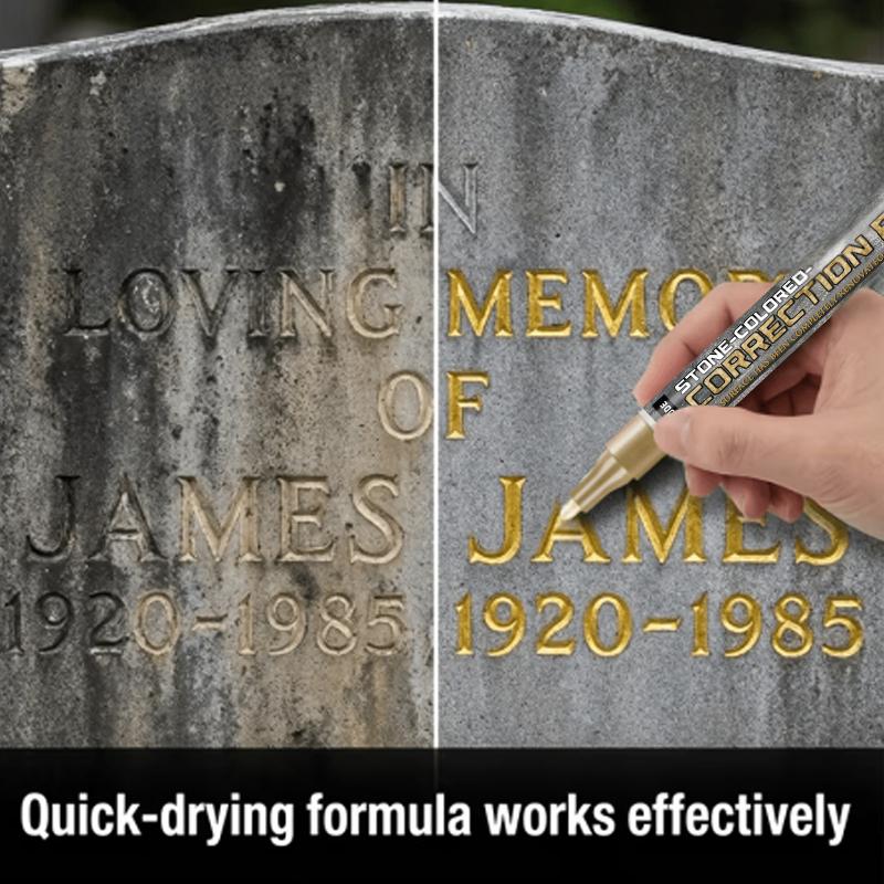 Golden Tombstone Marker Pen | Restores Faded Text On Tombstones and Granite Surfaces, Weather-Resistant, Quick-Drying Oil-Based Fine Tip Pen for Ce