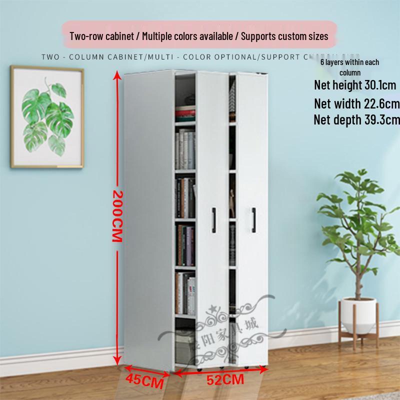 Compact Sliding Dustproof Bookshelf with Wheels and Hidden Gap Storage
