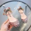 Modne Skórzane Buty Moda Wszechstronne Codzienne Buty Księżniczki Kryształowe Proste Wykwintne Buty Dziewczęce Codzienne Buty Dziecięce Wysokie Obcasy Sandały