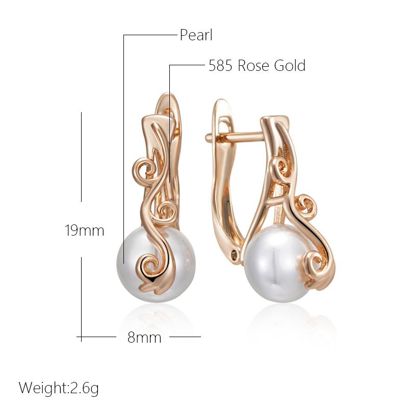 Luxury Pearl Dangle Earrings For Women Rose Gold Color Fine Ethnic Wedding Jewelry Trendy Easy Matching Accessories