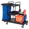 Cleaning Cart Cleaning Trolley with 3 Levels Mopping Cart with Wringer, 2x18L Buckets