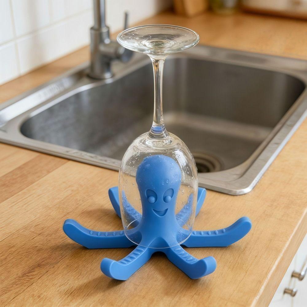 6 Claws Octopus Cup Drain Rack Big Octopus Blue Red Water Bottle Drying Rack Modern Design 3D Printing Water Cup Holder