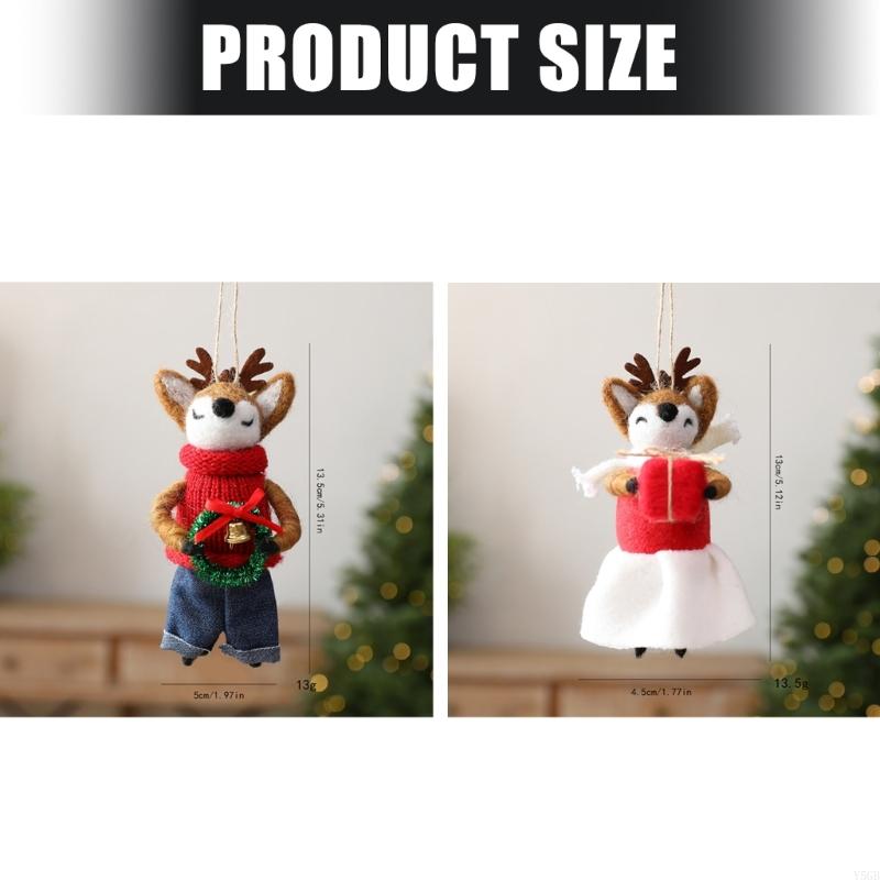 Tree Hanging Christmas Deer Ornament with Loop and Handcrafted Texture for Seasonal Indoor Accent Use and Display Y5GB