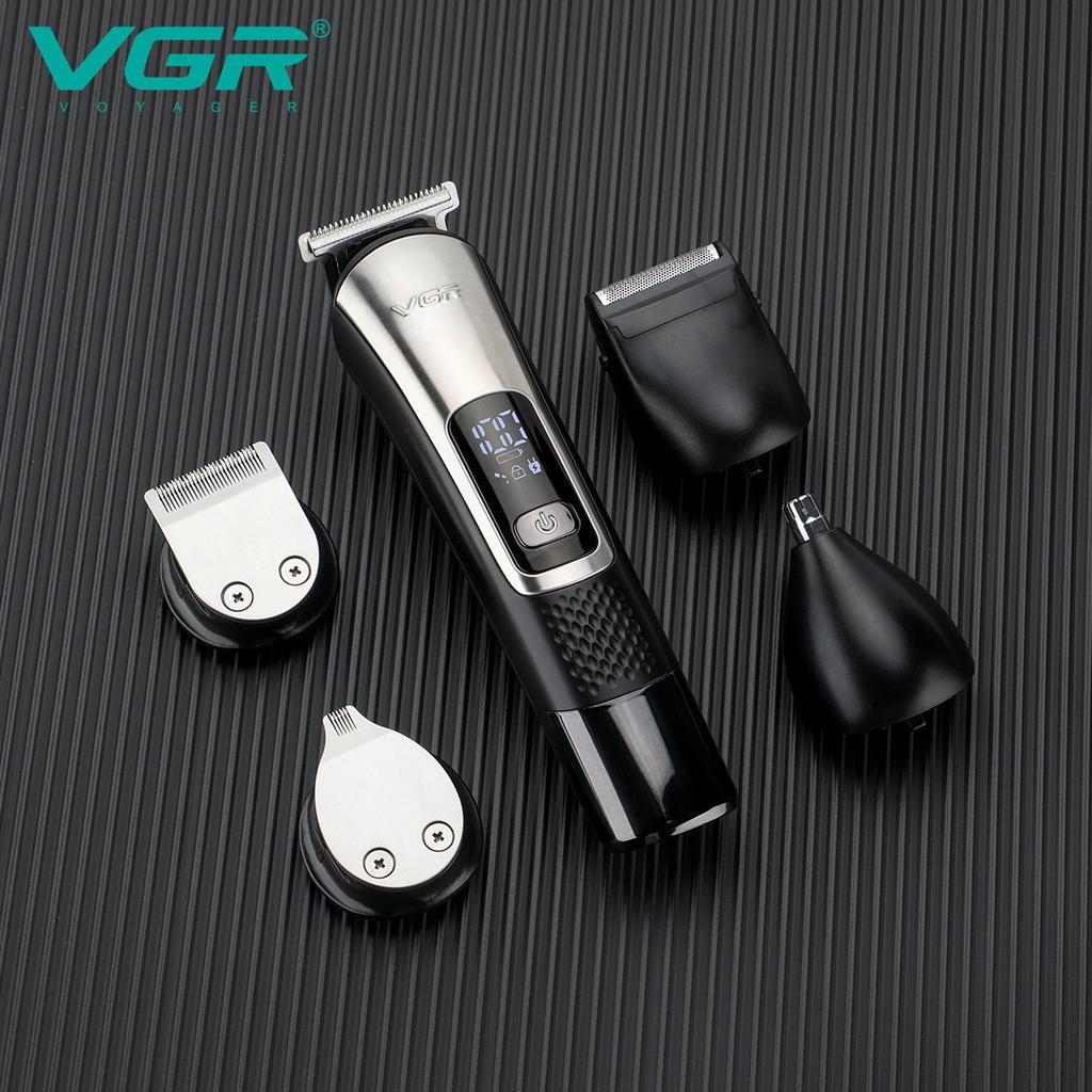 VGR 111 5-in-1 Men's Care Nose Hair Sculpting Electric Fader Shaving Hair Clipper Hair Trimmer Set Smart Digital Display LED Shaver Safe and Hygienic