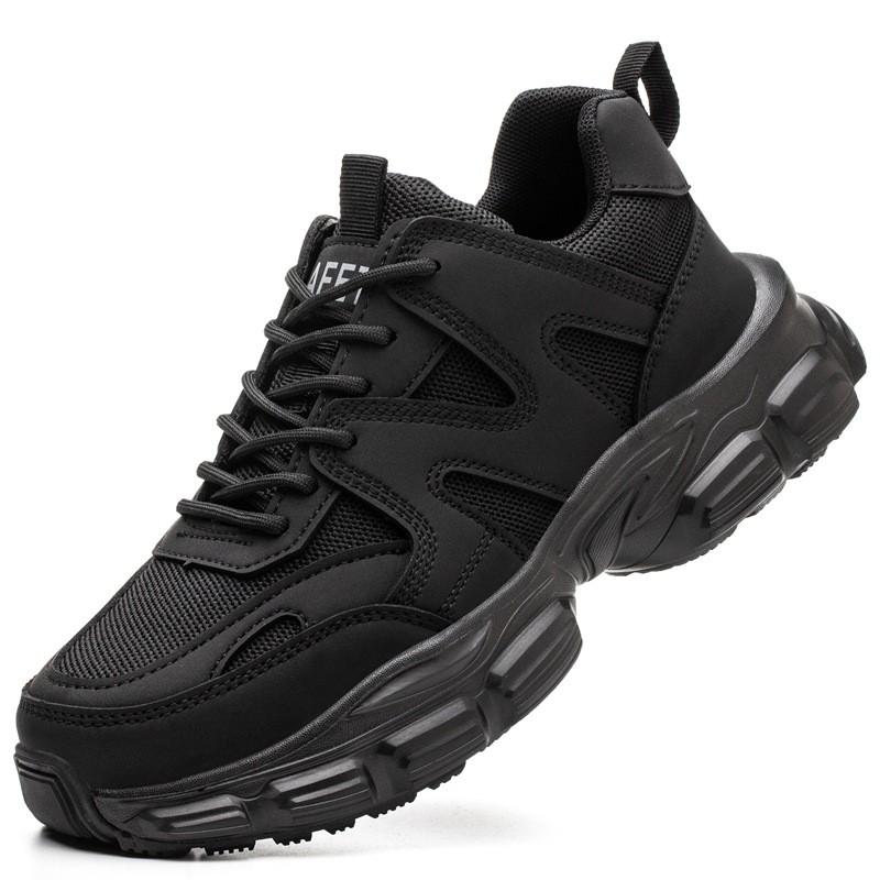 Steel Toe Work Shoes Lightweight Bretahble Work Sneakers Men Safety Shoes Puncture-Proof Indestructible Construction Shoes Black