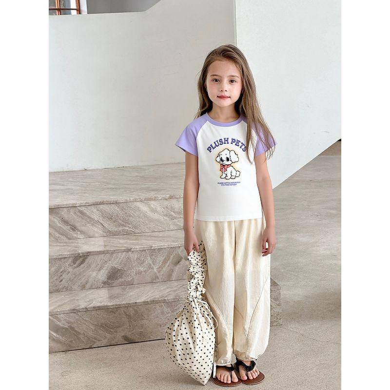 Korean Style Children's Clothing Export 2026 Summer Baby Girl Clothes Children's Pure Cotton Cartoon Dog Print Short-Sleeve T-Shirt Ins