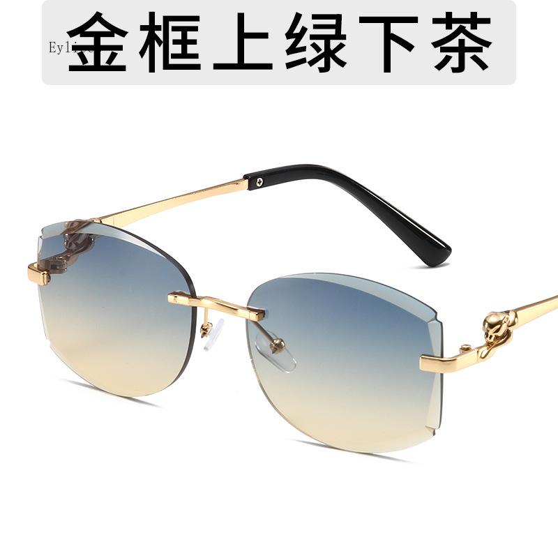 Fashion Retro Rimless Oval Sunglasses for Women Vintage Gradient Multicolor Sun Glasses Luxury Outdoor Travel Sun Shade Eyewear