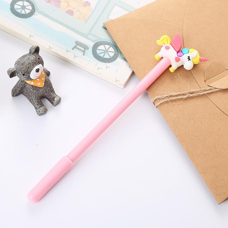 Back To School Season 10pcs 0.5mm Cartoon Unicorn Neutral Pen Creative Study Stationery Exam Black Water-based Pen Cute