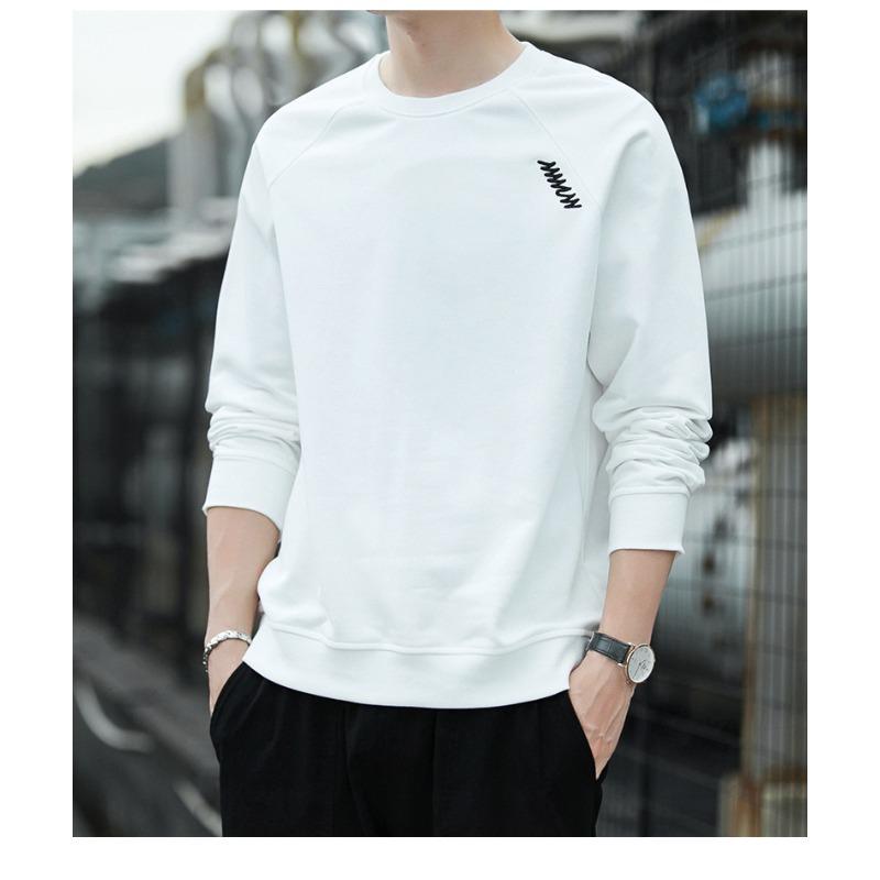 Spring Autumn O Neck Embroidery Sweashirt Male Long Sleeve Loose Casual Fashion Bottomed Pullover Top Men
