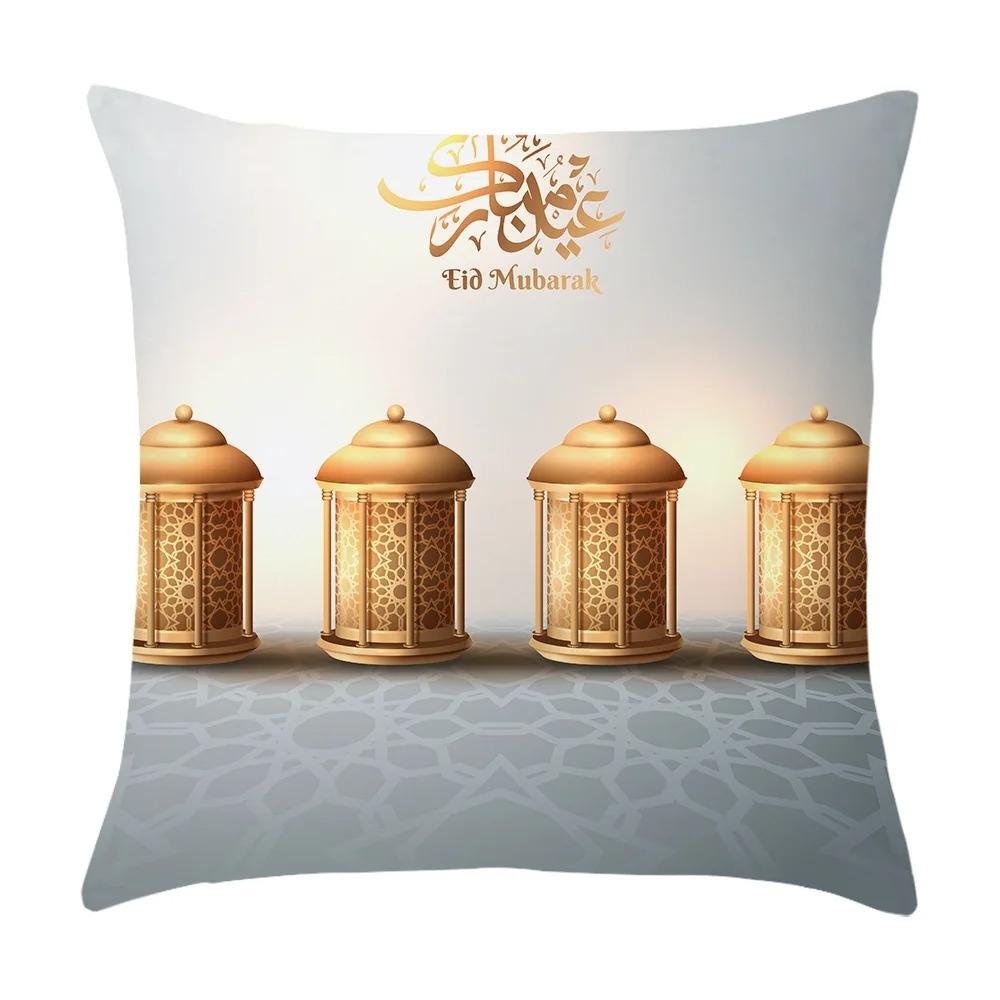 Moon Star Bedroom Sofa Decor Printed Cushion Cover Eid Mubarak Home Decor Pillow Cover Ramadan Islamic Party Supplies
