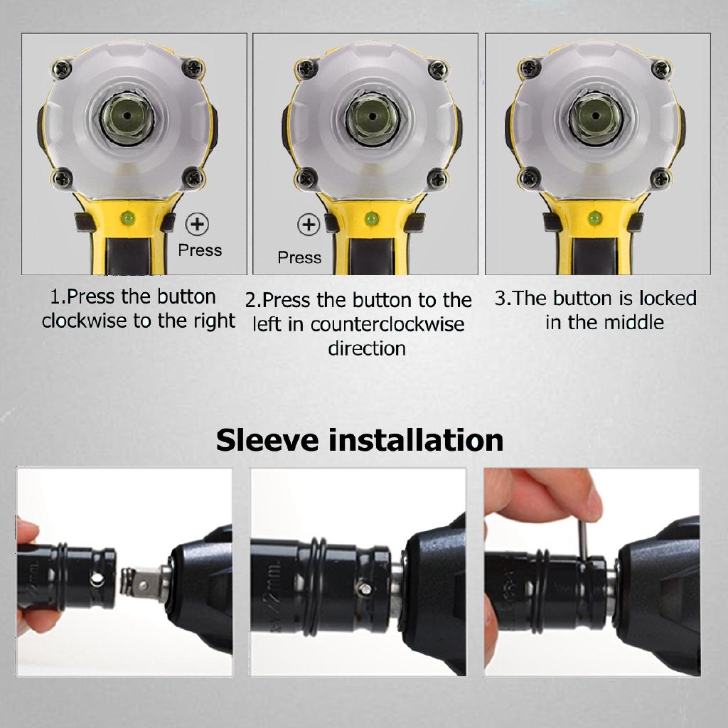 530Nm Electric Cordless Impact Wrench Power Driver Wrench Socket 1/2Inch Socket Wrench Power Tool 19800mah 158VF
