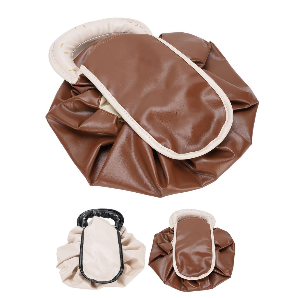 Drawstring Cosmetic Bag Water Proof PU Open Flat Makeup Organizer Toiletry Bag for Travel