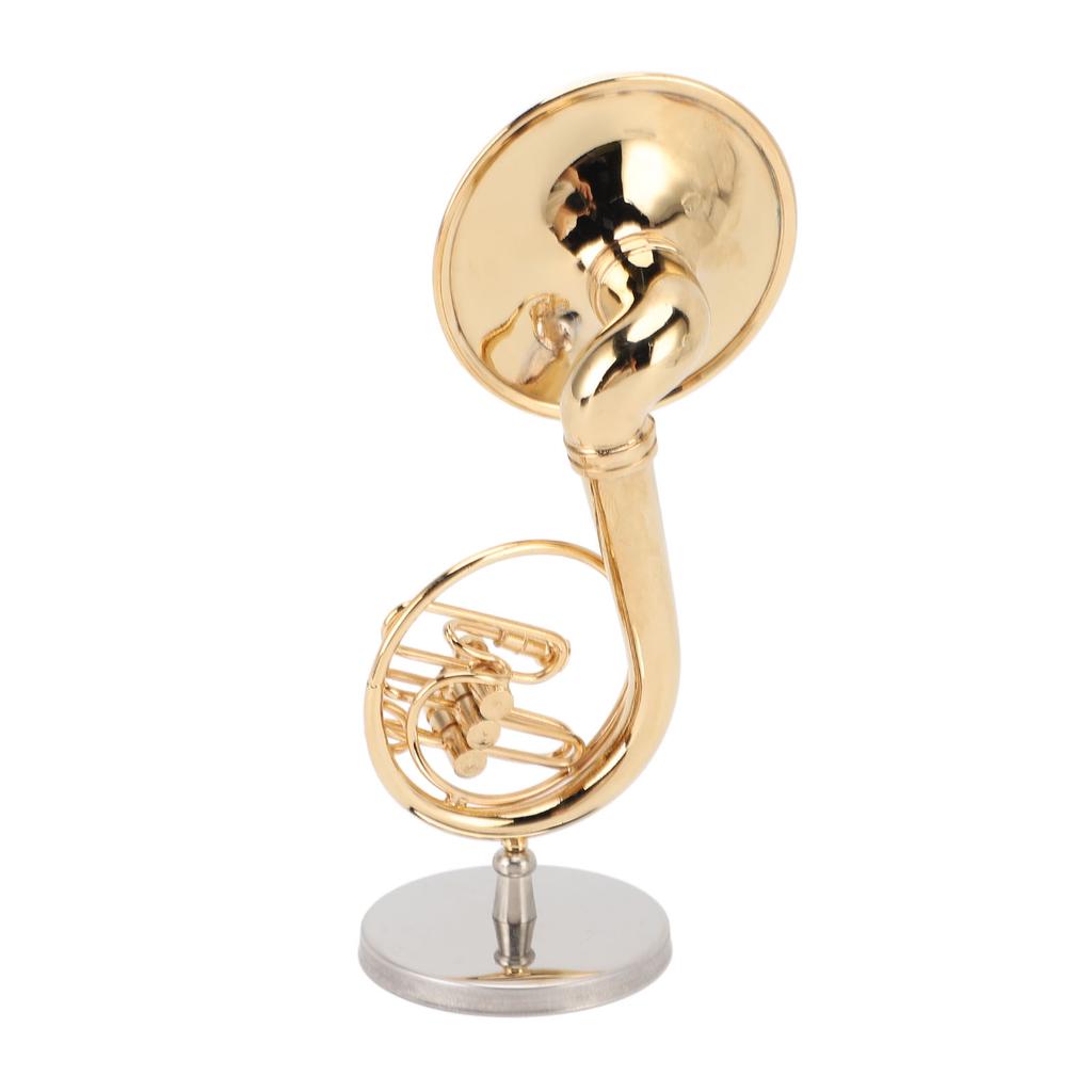 Miniature Sousaphone Sturdy Brass Smoothly Polished Glossy Sousaphone Model with Stand and Case for Home Decor