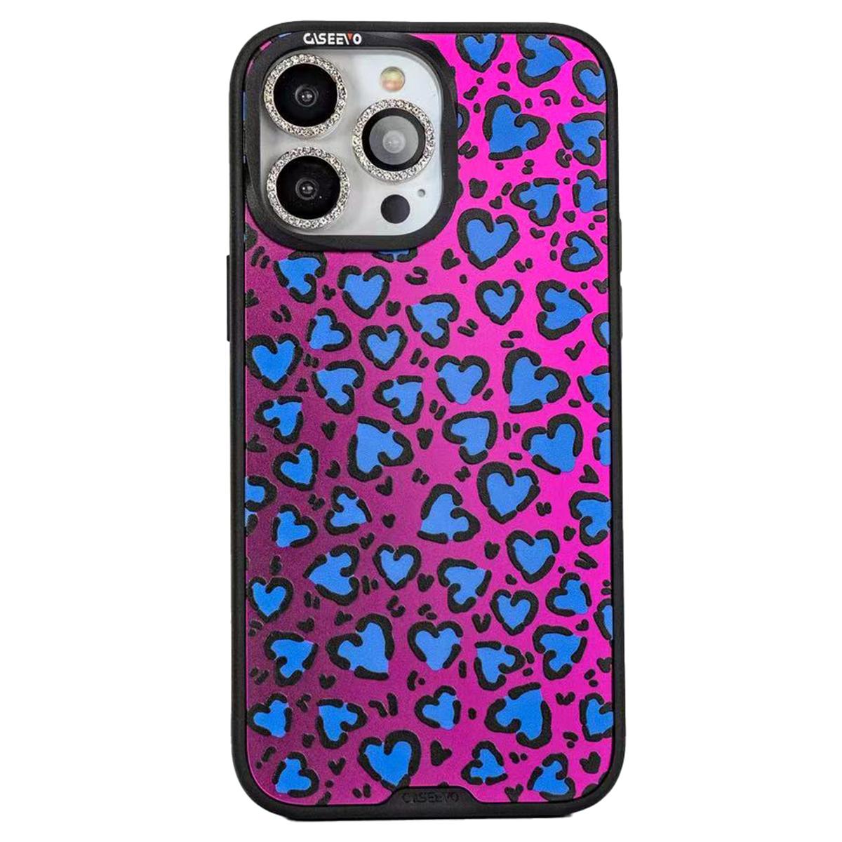 

CASEEVO For iPhone 16 Pro Max Case Compatible with MagSafe TPU Acrylic Phone Cover with Detachable Leopard Backplate Blue/Pink