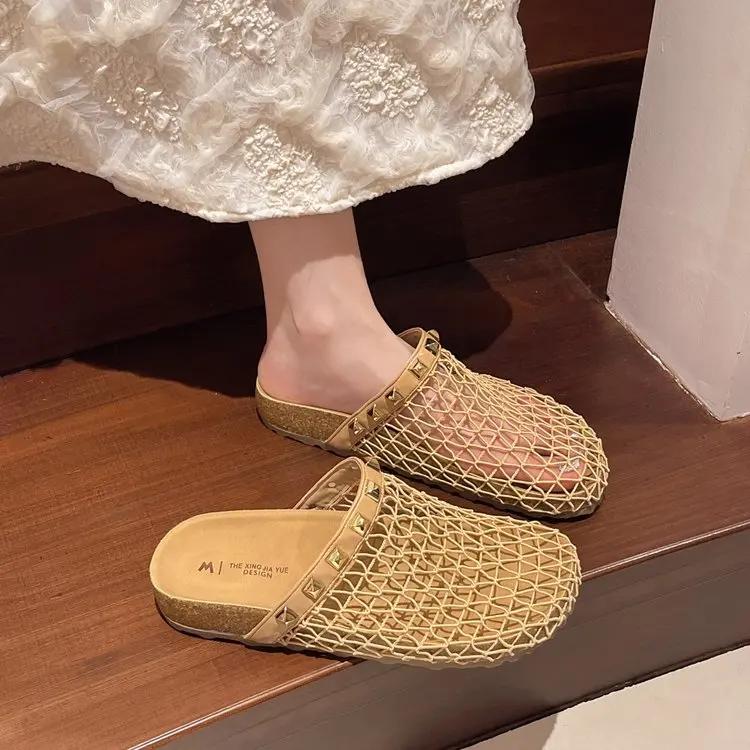 Fashion Fashion Women Slippers Summer New Women Round Head Sandals Hot Water Flats Home Slippers Slides Women Zapatos De Mujer
