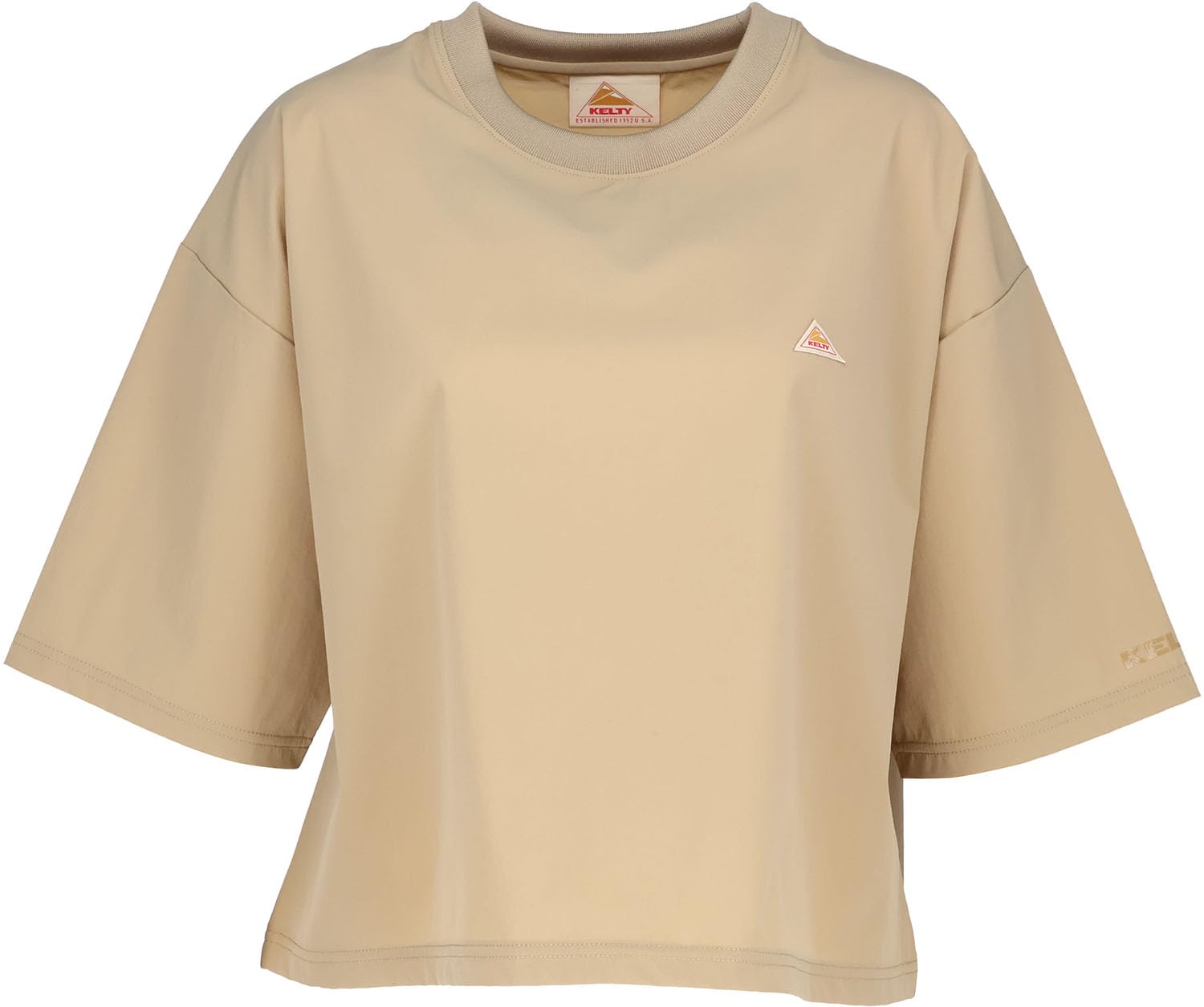 

Kelty Loose Stretch Rush Cropped Beige Women s Half-Sleeve T-Shirt, Fit, Fabric, Quick-Drying, Comfort, Tee, бежевый