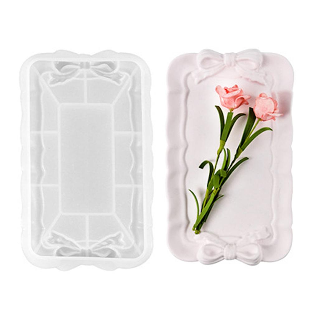 Bowknot Storage Tray Clay Silicone Mold Jewelry Display Epoxy Resin Molds Round Candle Cup Coaster Gypsum Plaster Molds