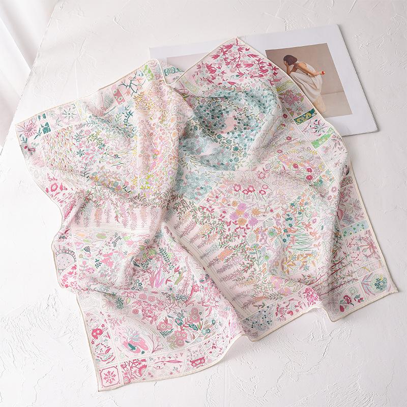 [Handmade hemming] 2025 new 100% mulberry silk silk scarf versatile silk silk scarf square scarf georgette silk scarf 67*67cm