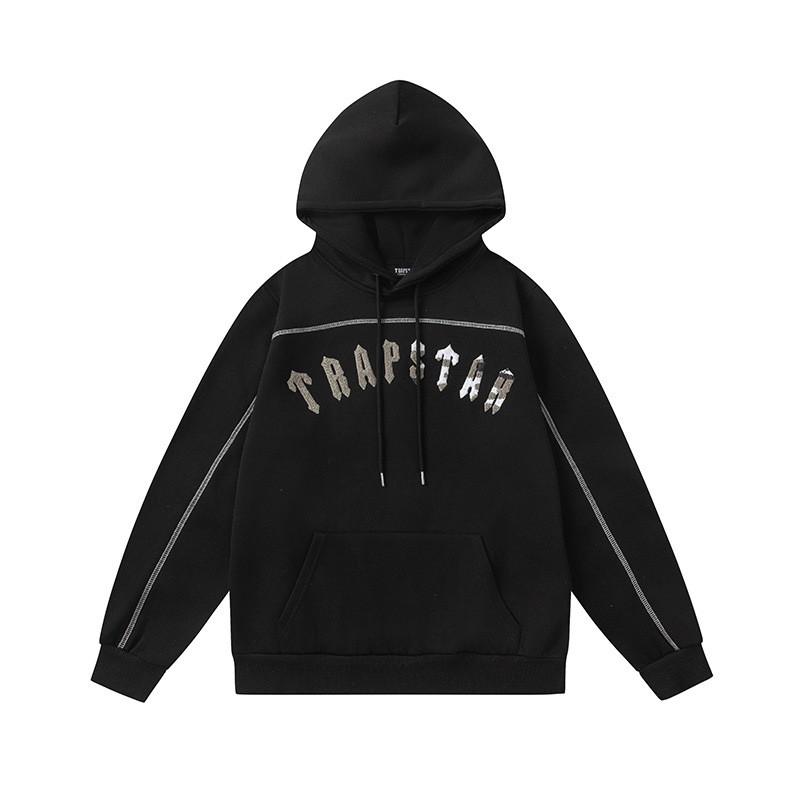 Mens Oversized Gradient Letter Embroidered Hooded Sweatshirt Set Streetwear Casual Tracksuit