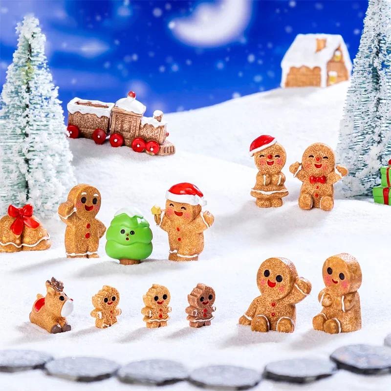 New Mini Christmas Ornament Gingerbread Man Snowman Micro Landscape Dollhouse Model DIY Dollhouse Christmas Decorations