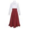 Vestido victoriano renacentista vintage, conjunto de camisa con cuello alto fruncido y falda, adecuado para cosplay, fiestas de té y eventos temáticos