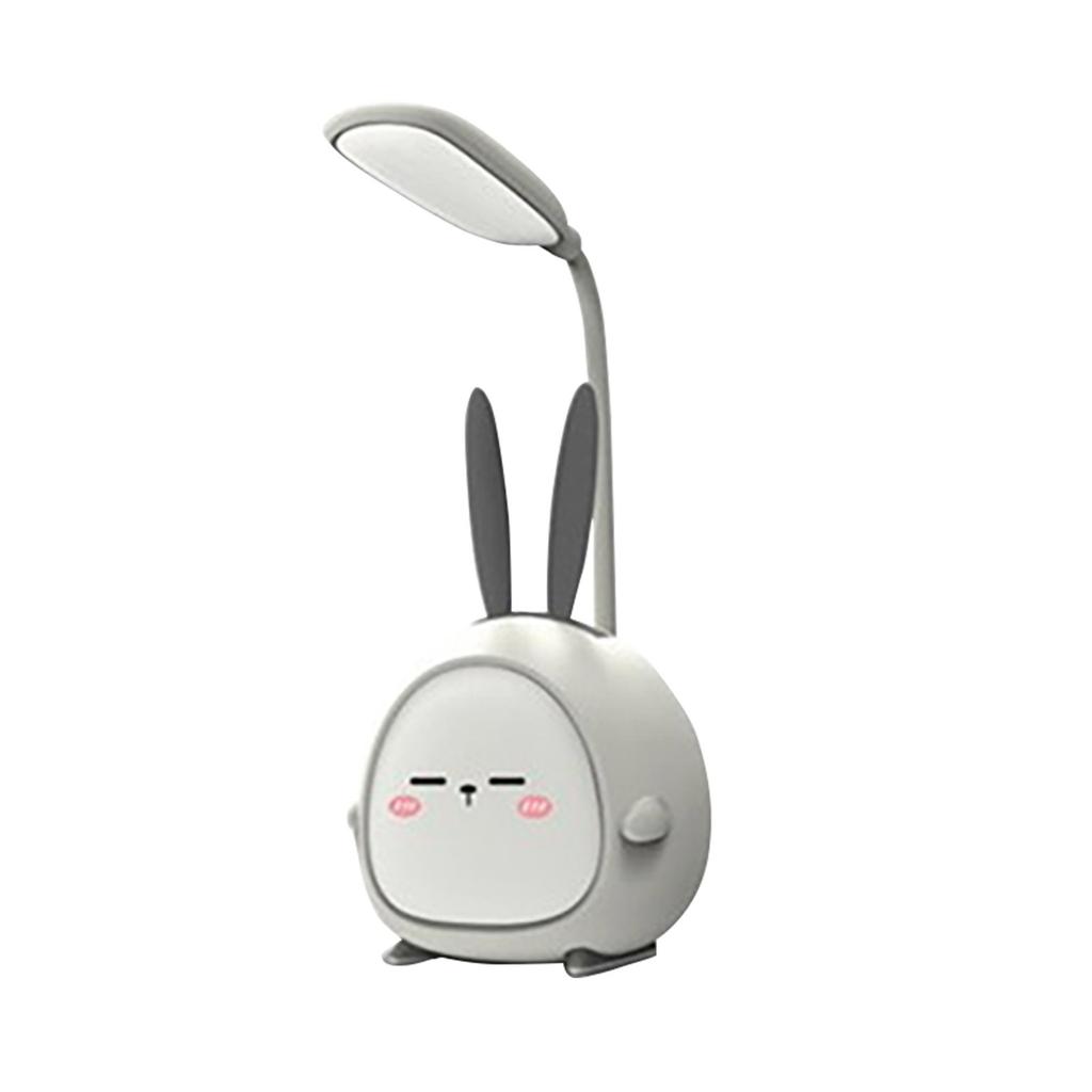 USB Rechargeable LED Desk Lamp with Adjustable Neck and Cute Bunny Design for Bedroom Office Study Table Lighting