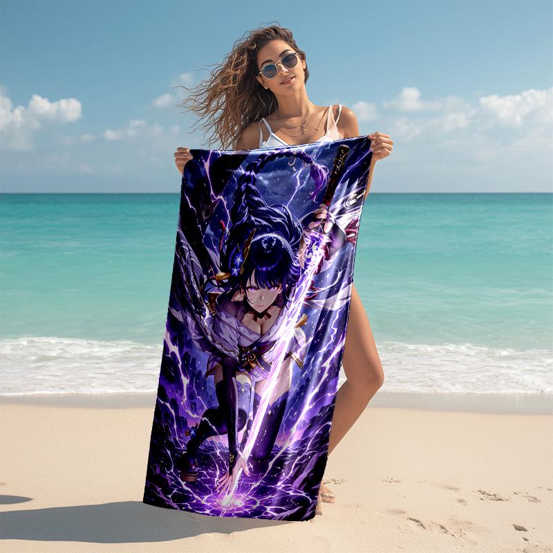 1pc Genshin Impact Beelzebul1 Beach Towel, Comfortable and Thick, and Swimming/Bath/Picnic/Camping Towel, Suitable for Seaside Beaches