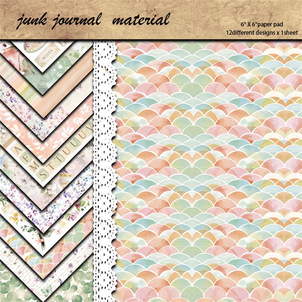 12 Sheets Retro Blooming Journal Collage Material Paper Base - European and American DIY