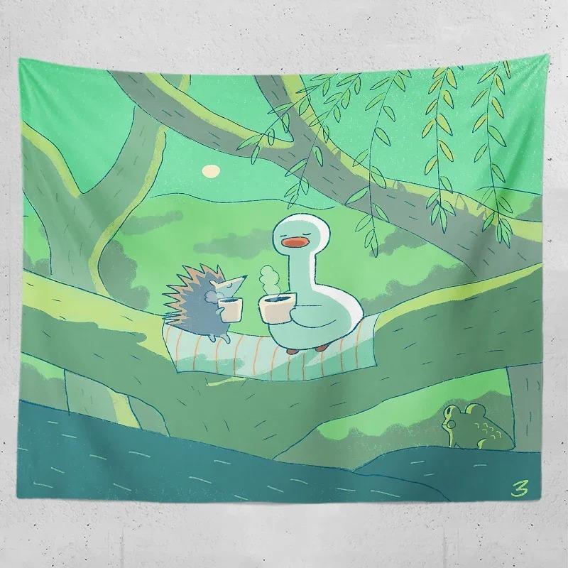 Cartoon Duck Decorative Tapestry Home Wall Living Room Office Decorative Tapestry