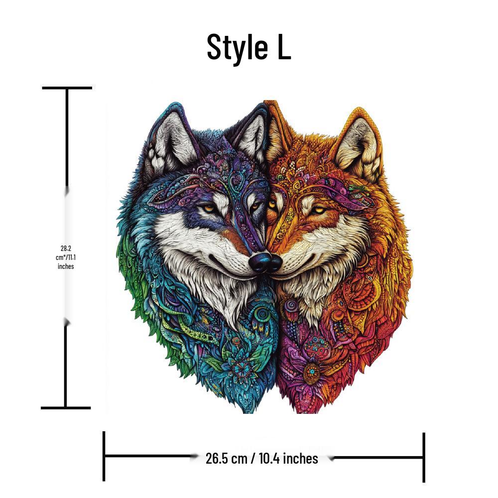 HOOLOOG Wolf Puzzle: Interlocking Wooden Toy & Decorative Painting