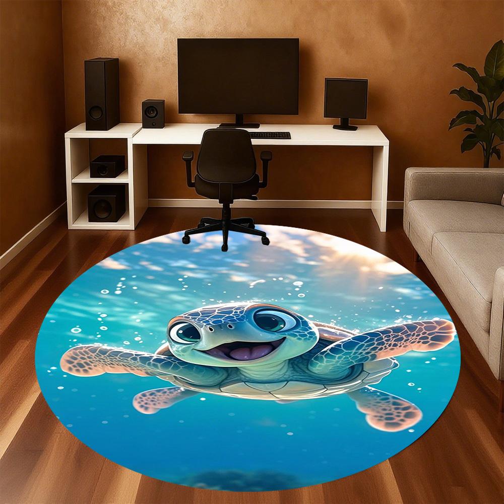 1PC Sea turtle Ocean Round Chair mat Area Rug - Non-Slip, Floor Mat for Office, Bedroom, home decor Christmas Gift c0528059