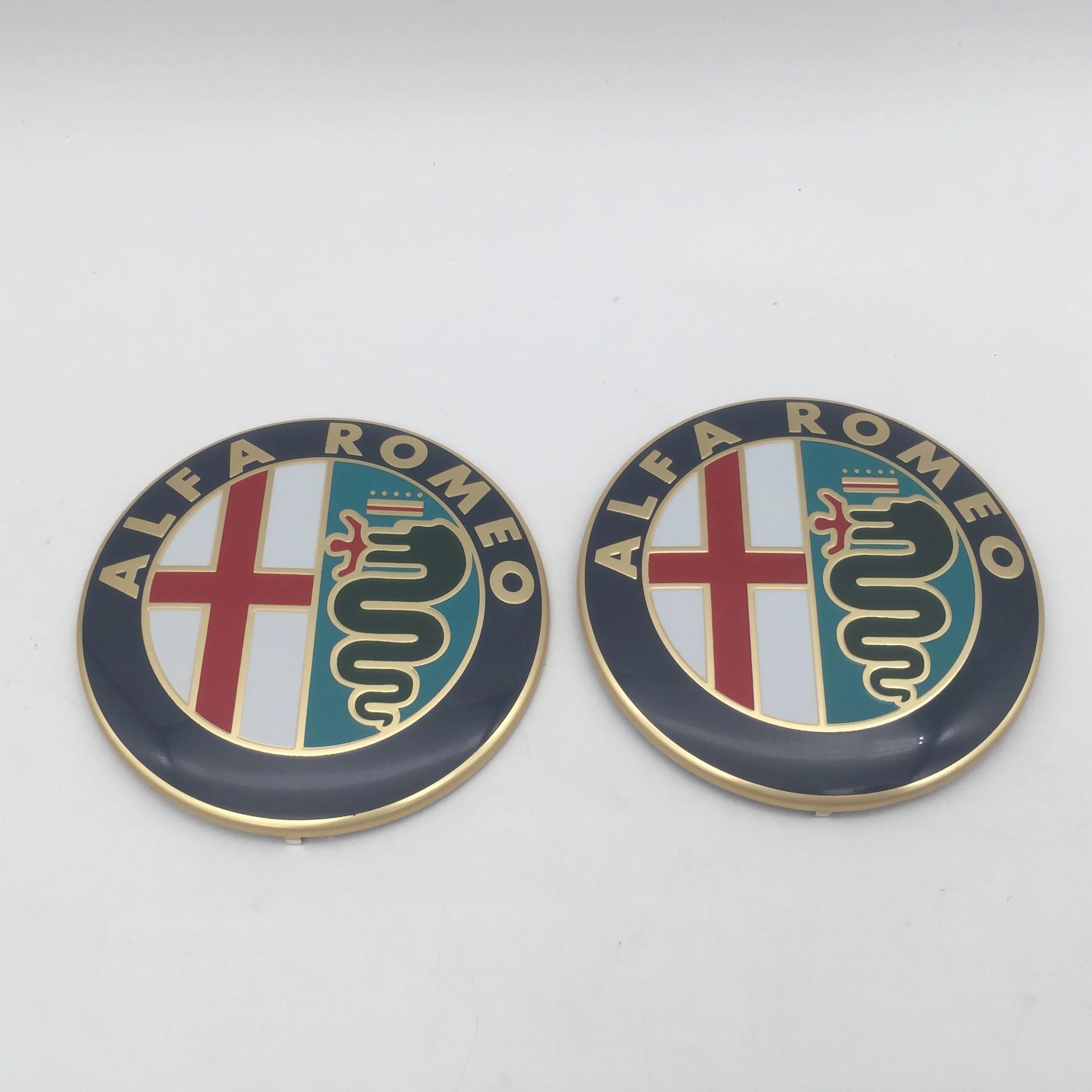 

2026 Hot Sticker 2pcs forAlfa Romeo 147 156 159 74mm Car Front Hood Emblem Bonnet Grille Sticker Rear Trunk Badge Decal Styling