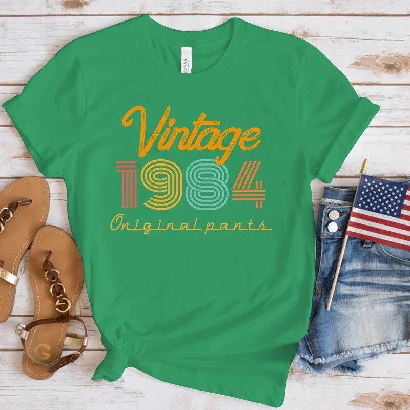 (Premium T-shirt)New Vintage 1984 Print T Shirts Women Casual Round Neck Tees Top Summer Cool Loose Short Sleeve(Fast Delivery)