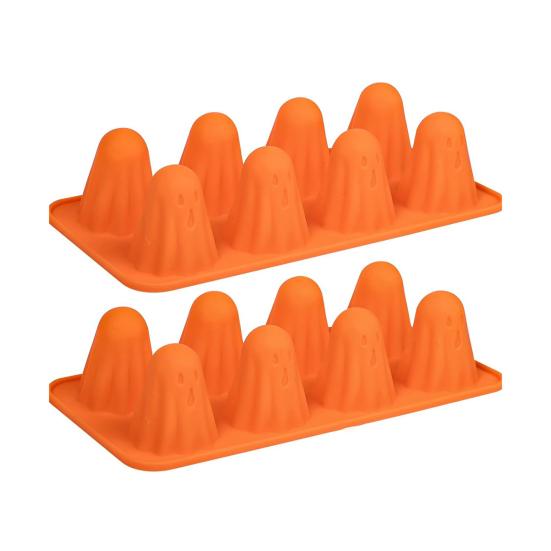 Spøkelse Silikonform Non-Stick 3D Sjokoladeformer 8-Hulrom Halloween Bakeform for Gelé Godteri Pudding Iskrem Gummibjørn Kritt Resin