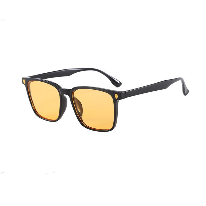 

Square Retro Black Sunglasses For Women And Men Uv400 Protection Outdoor Fashion Accessory BlackFrameYellowLens