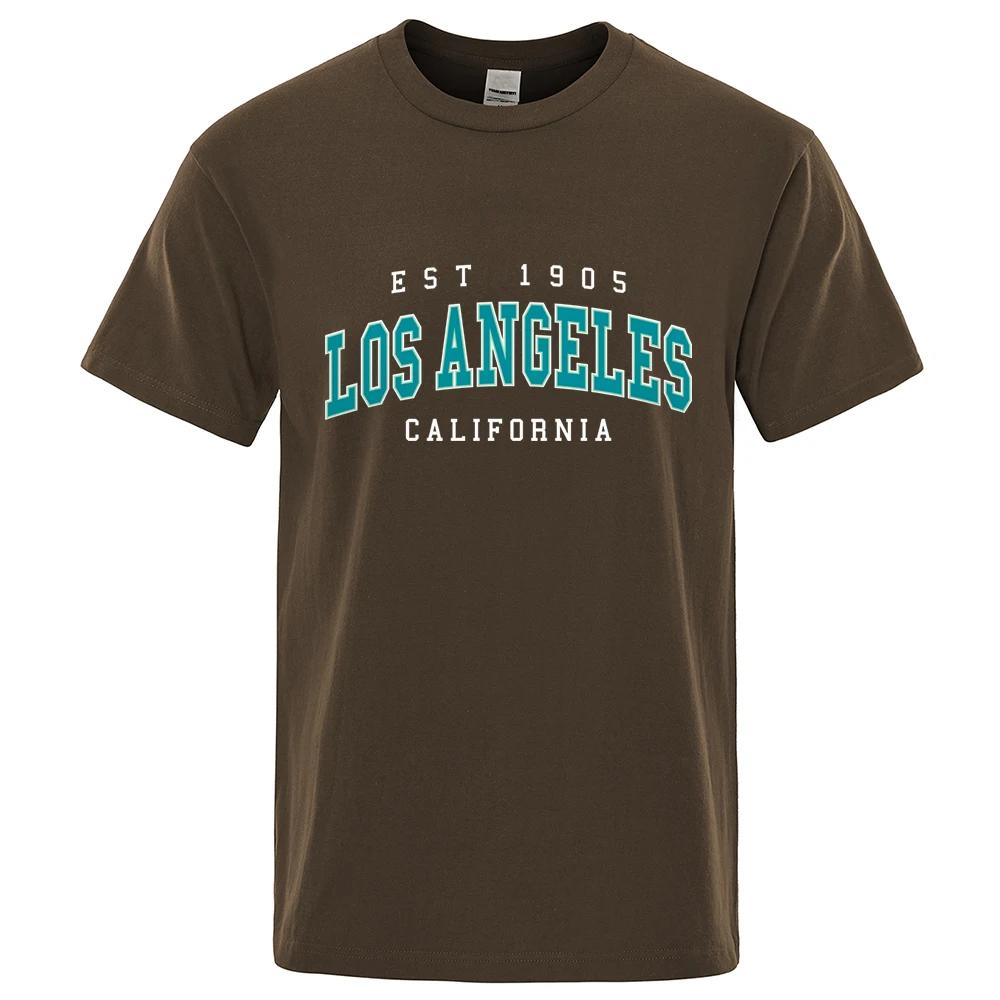 Est 1905 L0S Angeles California Letter Graphic Print T Shirt Fashion Tshirt Summer Cotton Tops Loose Street Hip Hop T-Shirts