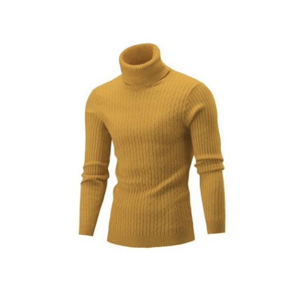 MAITA Casual Men Winter Solid Color Turtle Neck Long Sleeve Twist Knitted Slim Sweater