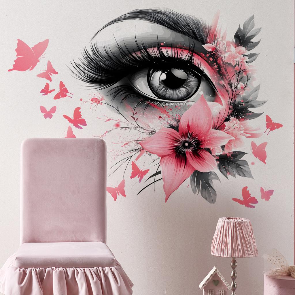 Art Flower Butterfly Eye Creative Wall Sticker Bedroom Living Room Home Atmosphere Decorative Wall Sticker Self-adhesive