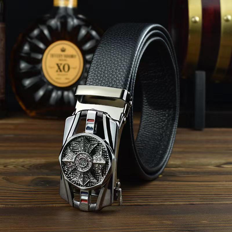 

Piper Men s Diamond-Inlaid Leather Belt with Automatic Buckle 120cm