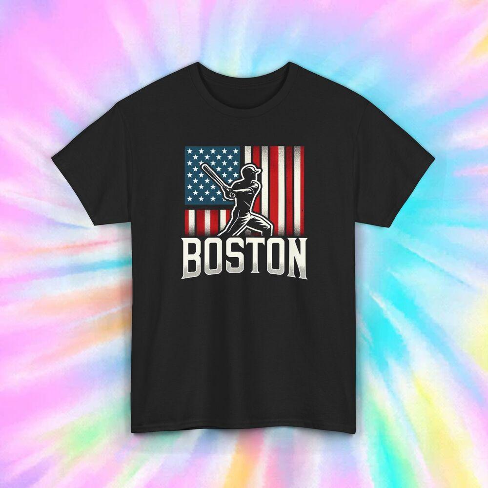 

Boston Baseball Player American Flag Tee | Patriotic Sports Shirt | S-5XL L