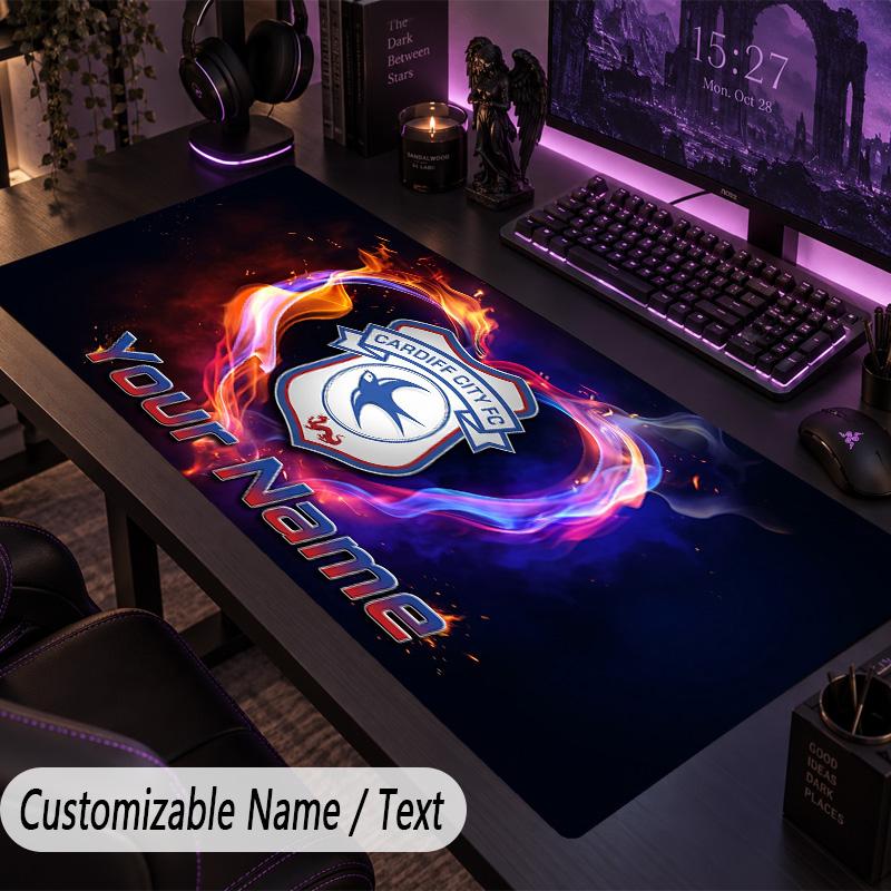 Large Mouse PadCardiff City Custom Name Text Personalized Desk Mat Non Slip Gaming Pad