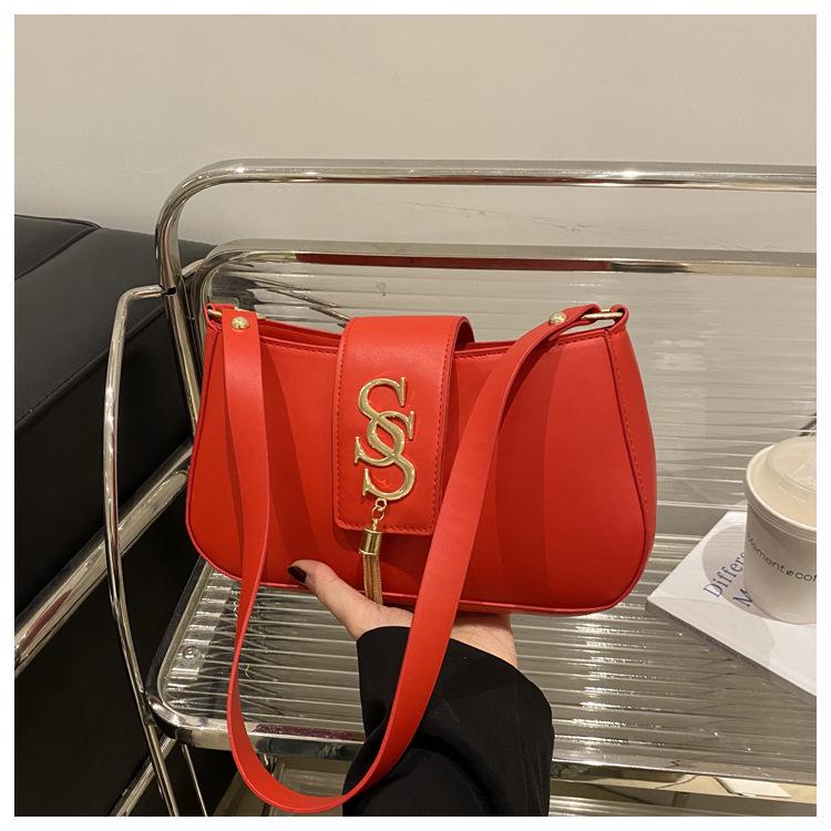 

2025 Ретро Однотонная Сумка с Буквами - Женская Повседневная Сумка через Плечо