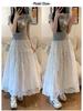 Spring/Summer Lace Crochet Dress: Women's Retro High-Waist A-Line Skirt with Embroidery