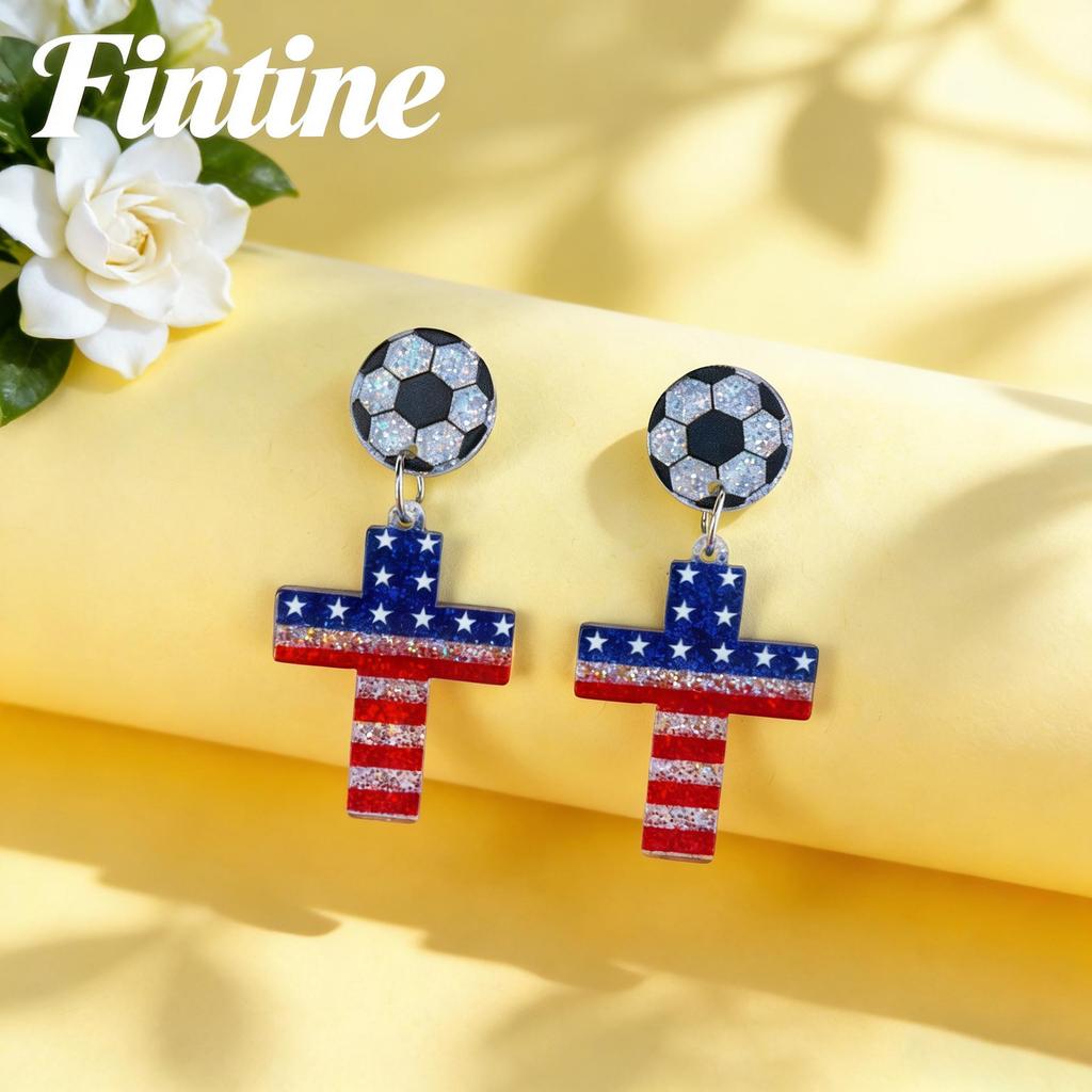 USA Flag Acrylic Earrings for Independence Day Sports Festivals - World Cup Themed Jewelry