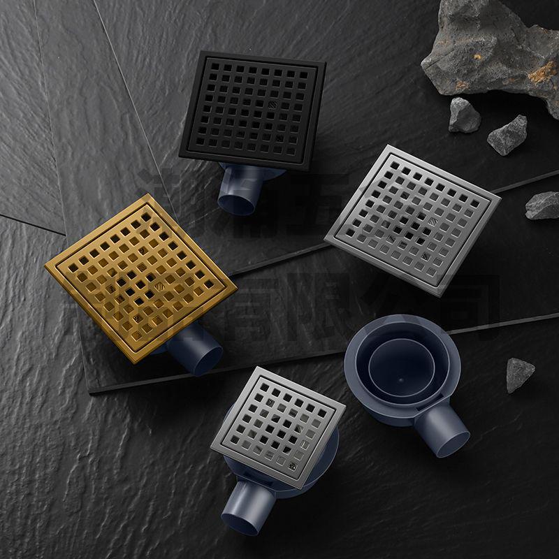 304 Stainless Steel European-Style Large Capacity Square Floor Drain with Sliding Side Drain.
